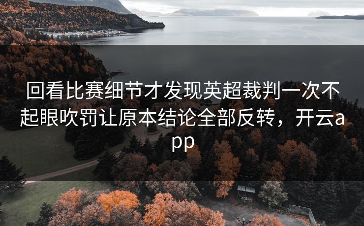 回看比赛细节才发现英超裁判一次不起眼吹罚让原本结论全部反转，开云app