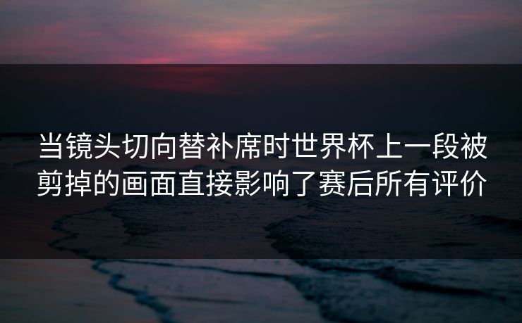 当镜头切向替补席时世界杯上一段被剪掉的画面直接影响了赛后所有评价